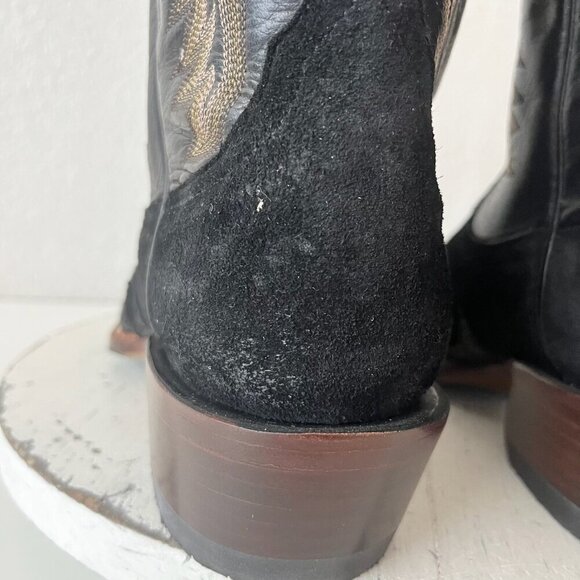 NEW Rod Patrick  Womens Cowboy Boots 7.5E Black Caiman Suede Western Blunt Toe - Picture 4 of 13